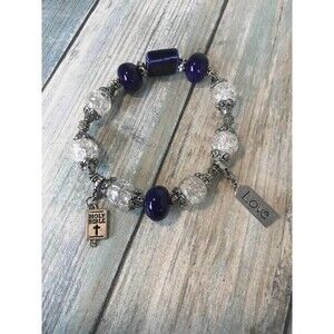 Purple and Silver Charm Bracelet Bible